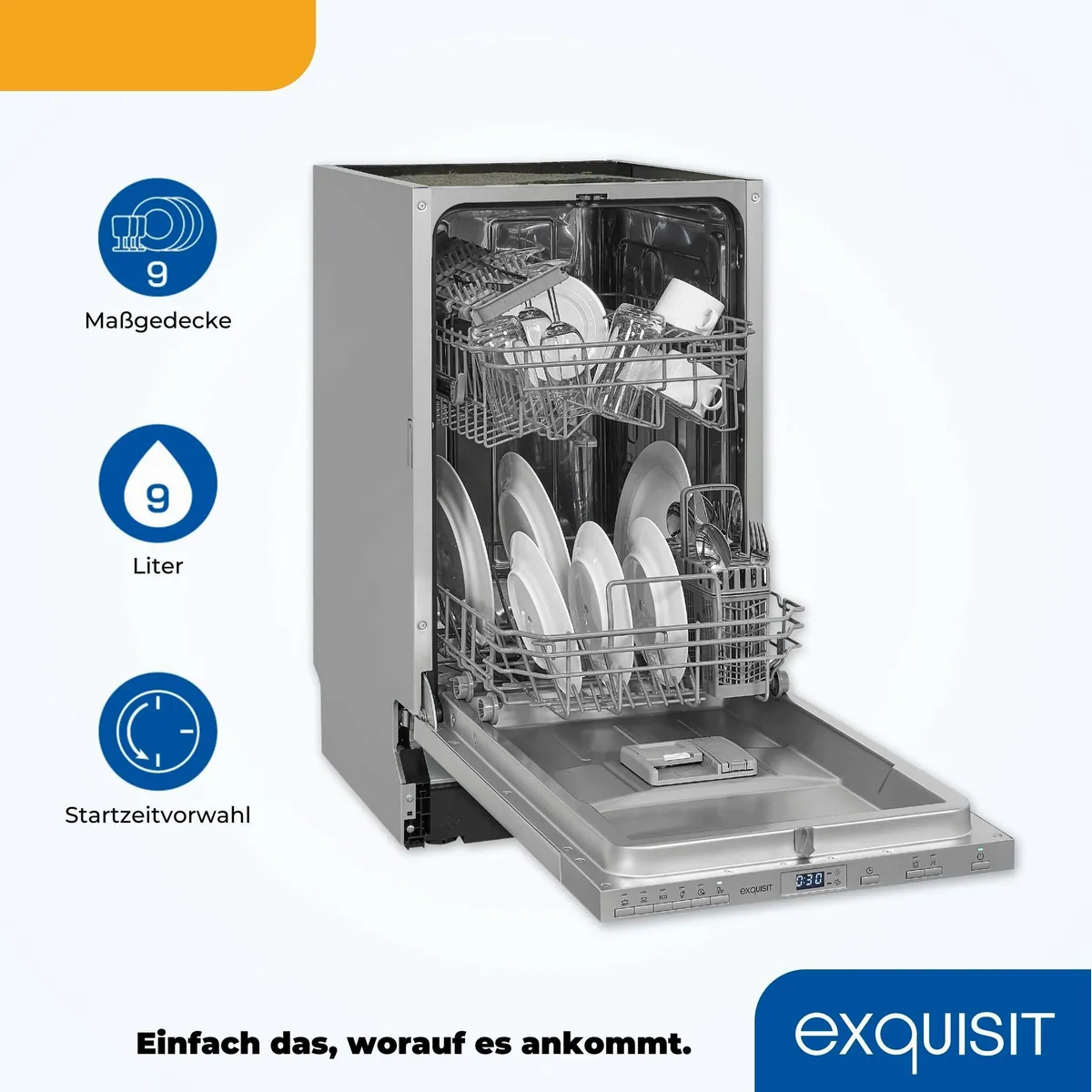 exquisit EGSP2109-E-030E Geschirrspüler, kompakt, 9 Maßgedecke, Wasserschutzsystem 3