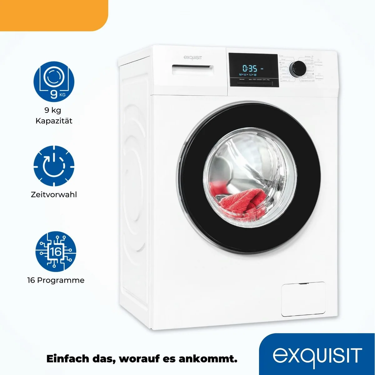 exquisit WA59214-340A Waschmaschine, 9 kg, 1400 U/min, Knitterschutz, Energieeffizienz A 3