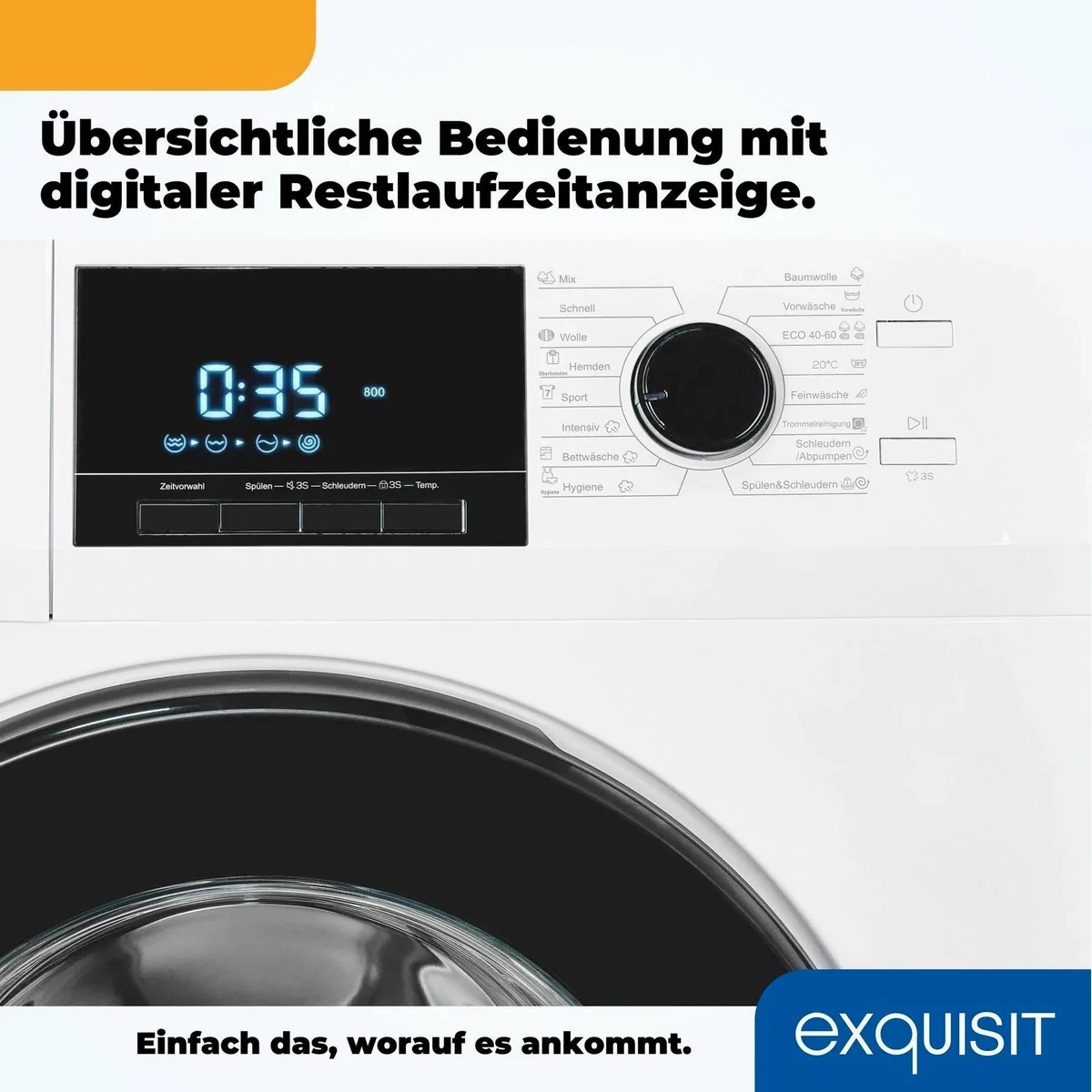 exquisit WA59214-340A Waschmaschine, 9 kg, 1400 U/min, Knitterschutz, Energieeffizienz A 5
