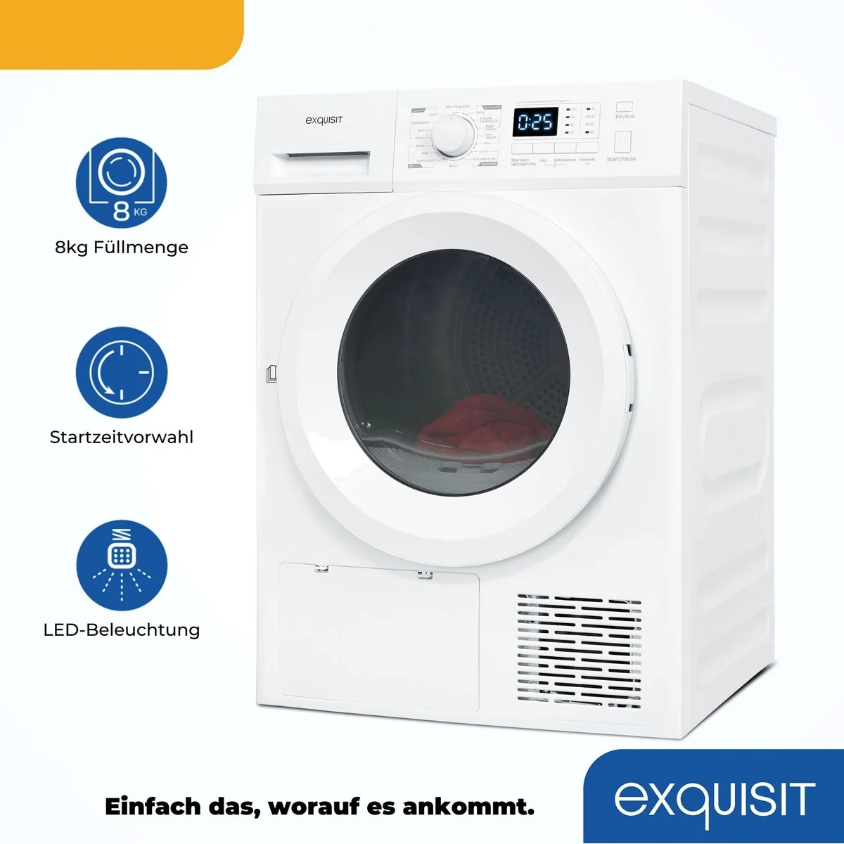 exquisit TWP5803-030 Wärmepumpentrockner, 8 kg Fassungsvermögen, Energieeffizienz A++ 3
