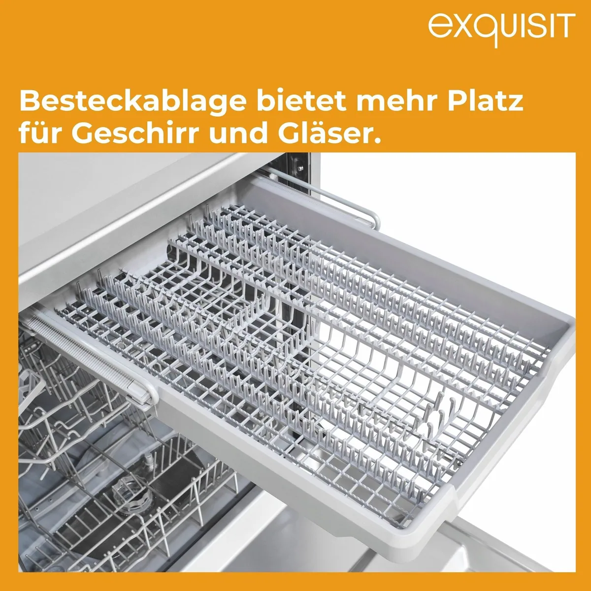 exquisit GSP56314-030C Standgeschirrspüler, 14 Maßgedecke, automatische Türöffnung, höhenverstellbarer Oberkorb 4