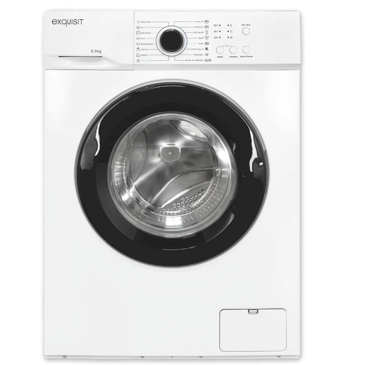 exquisit WA56110-020A Waschmaschine, 6 kg, 1000 U/min — einfache Bedienung, Energieeffizienzklasse A, 16 Waschprogramme