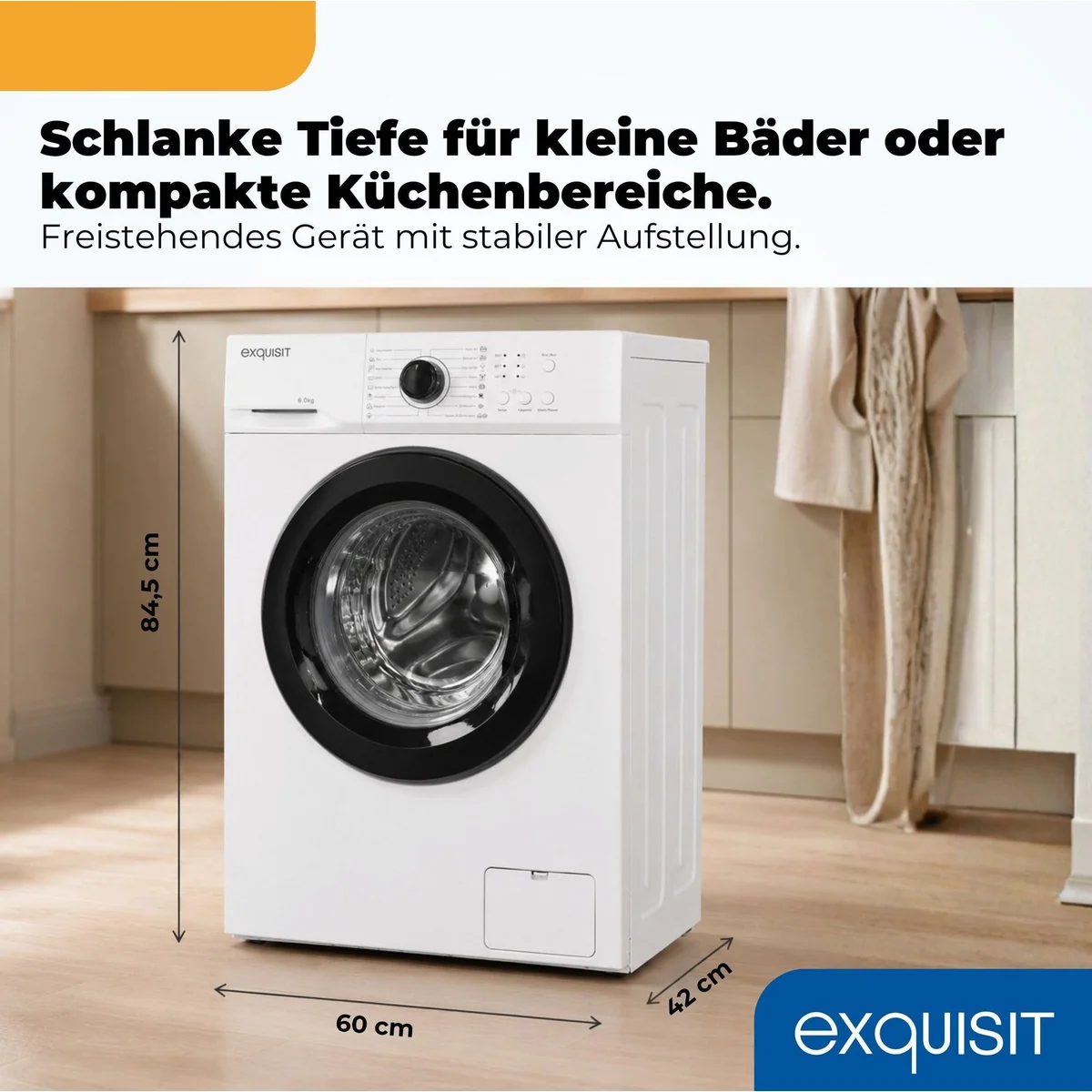 exquisit WA56110-020A Waschmaschine, 6 kg, 1000 U/min — einfache Bedienung, Energieeffizienzklasse A, 16 Waschprogramme 3