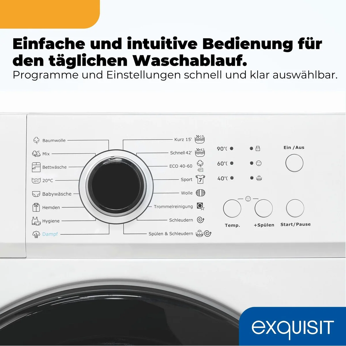 exquisit WA56110-020A Waschmaschine, 6 kg, 1000 U/min — einfache Bedienung, Energieeffizienzklasse A, 16 Waschprogramme 4