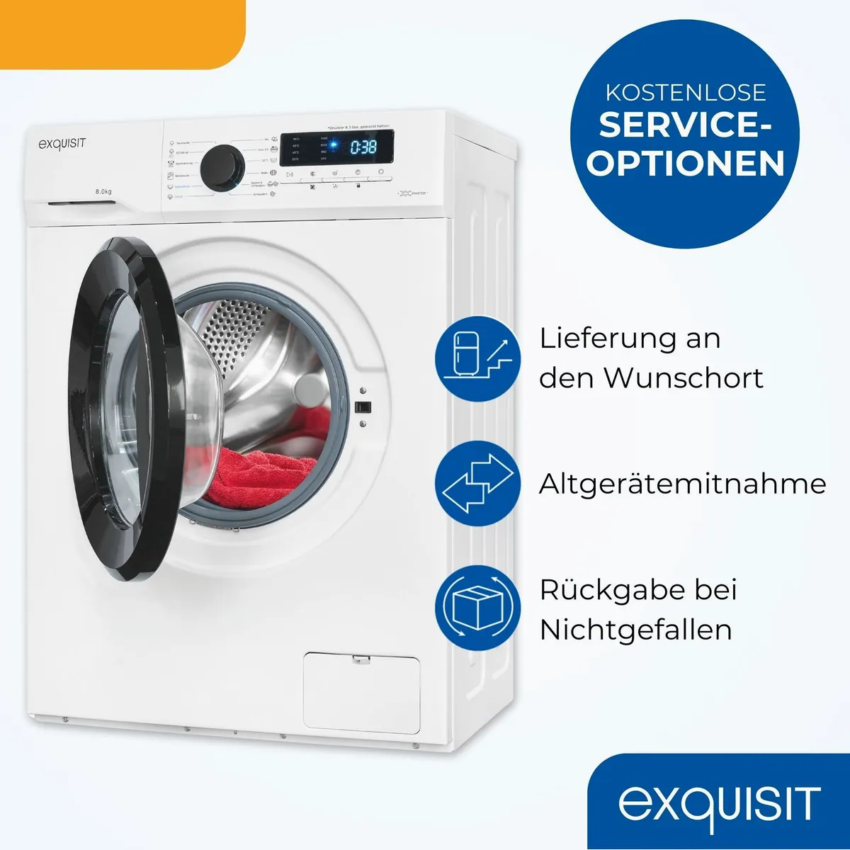 exquisit WA58014-020A Waschmaschine, 8 kg, 1400 U/min, 13 Programme 5