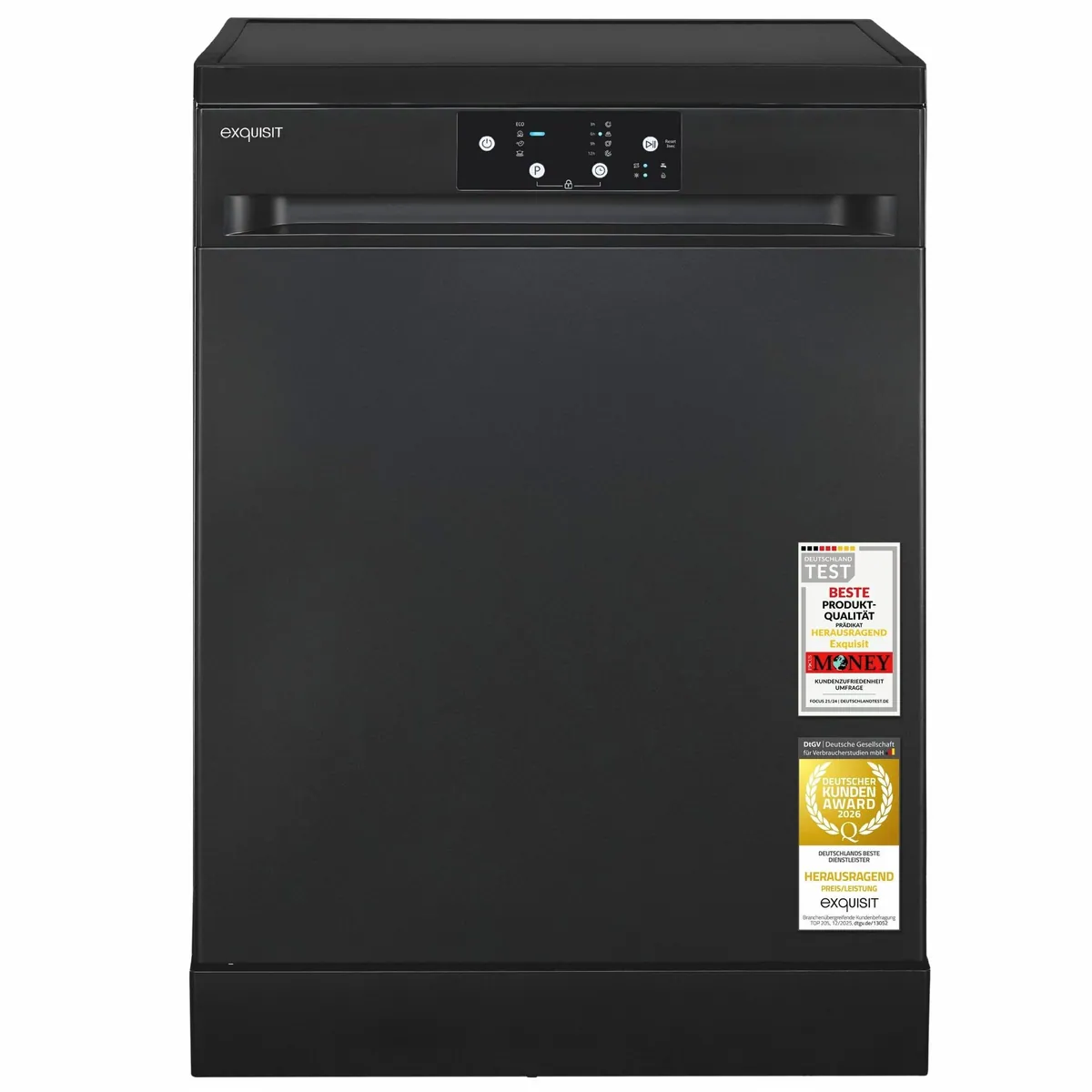 exquisit GSP9114-450D Standgeschirrspüler, 14 Maßgedecke, Edelstahl Innenbehälter, 49 dB