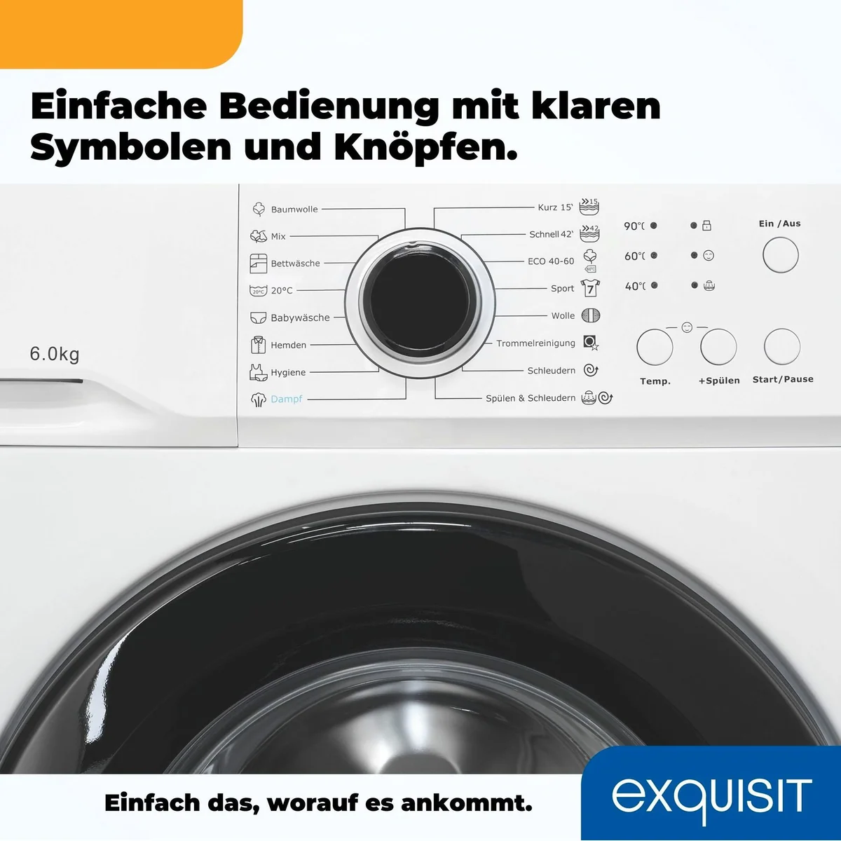 exquisit Waschmaschine WA6110-021A, 6 kg, 16 Programme, Energieeffizienzklasse A 3