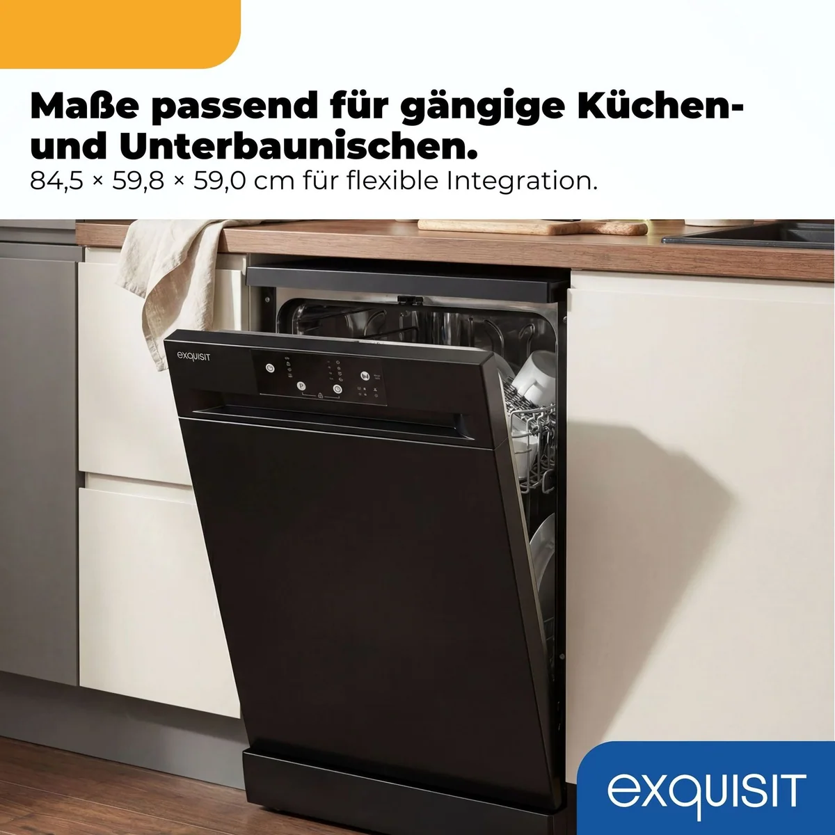 exquisit GSP9114-451D Standgeschirrspüler, 14 Maßgedecke, flüsterleise 49 dB 2