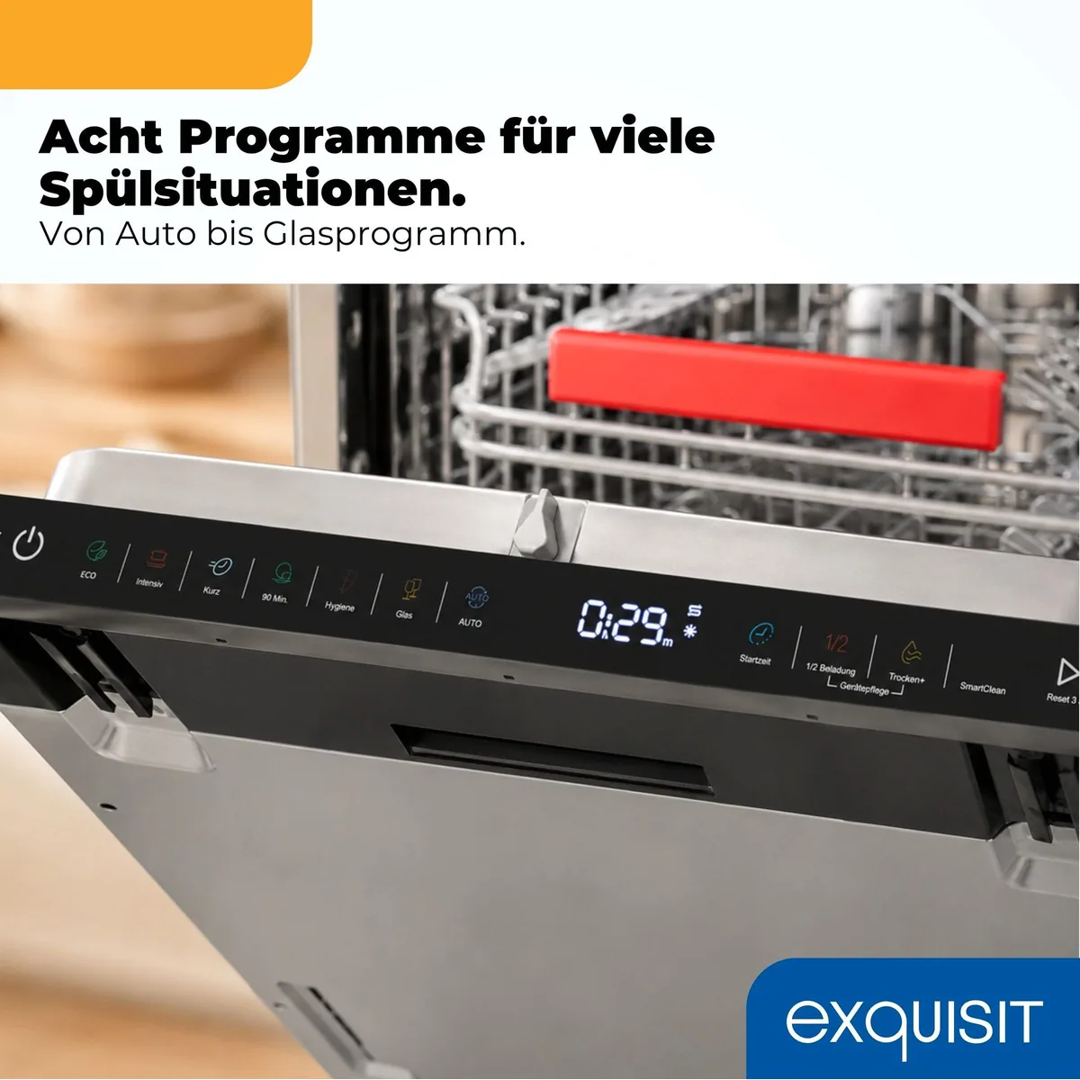 exquisit EGSP59311-E-450C Geschirrspüler, 9,8 l, 11 Maßgedecke, LED-Anzeige 5