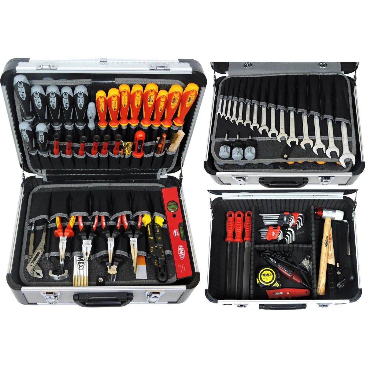 FAMEX 418-88 Werkzeugset, 128-teilig, Profi Werkzeug, Aluminiumkoffer, 30 kg Kapazität