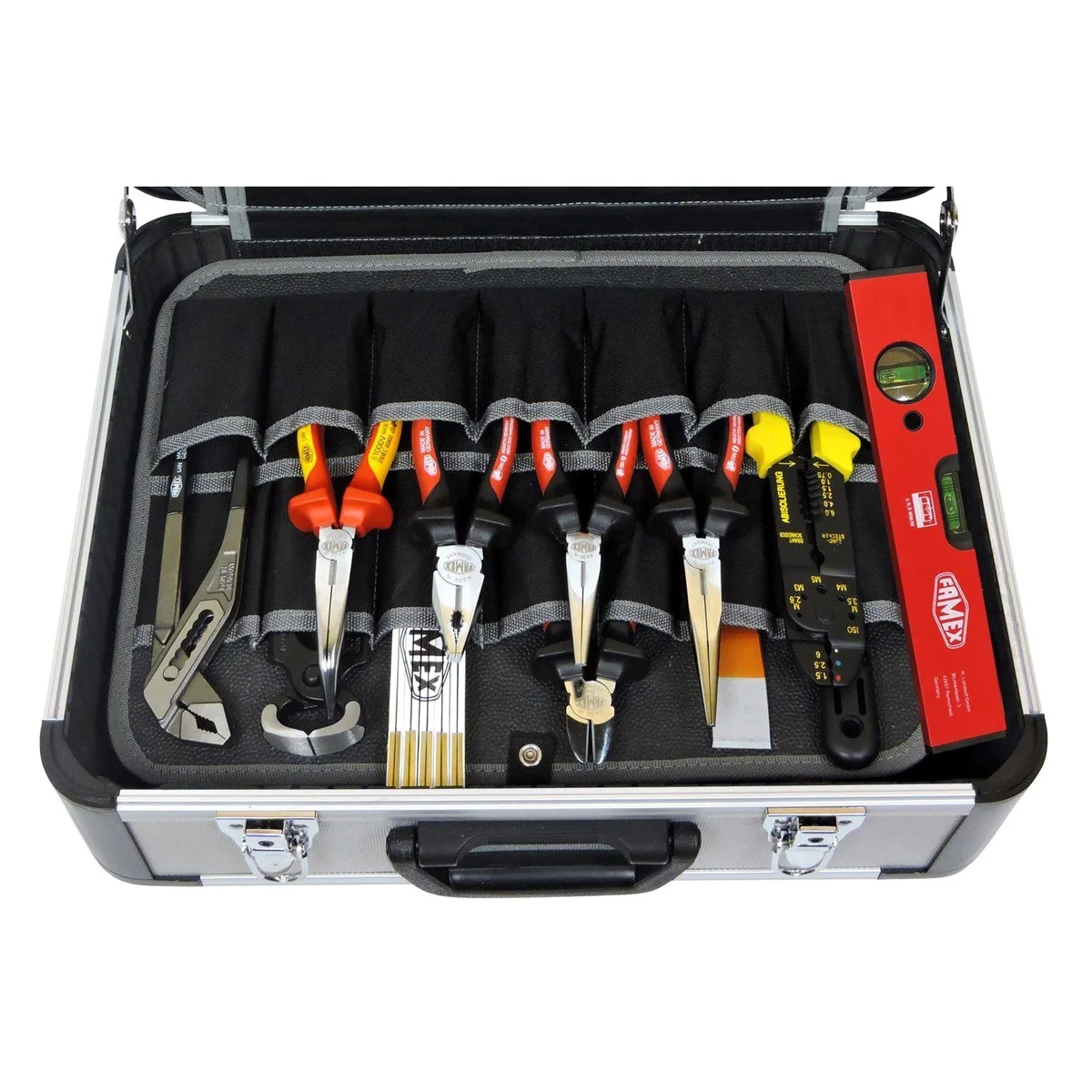 FAMEX 418-88 Werkzeugset, 128-teilig, Profi Werkzeug, Aluminiumkoffer, 30 kg Kapazität 4
