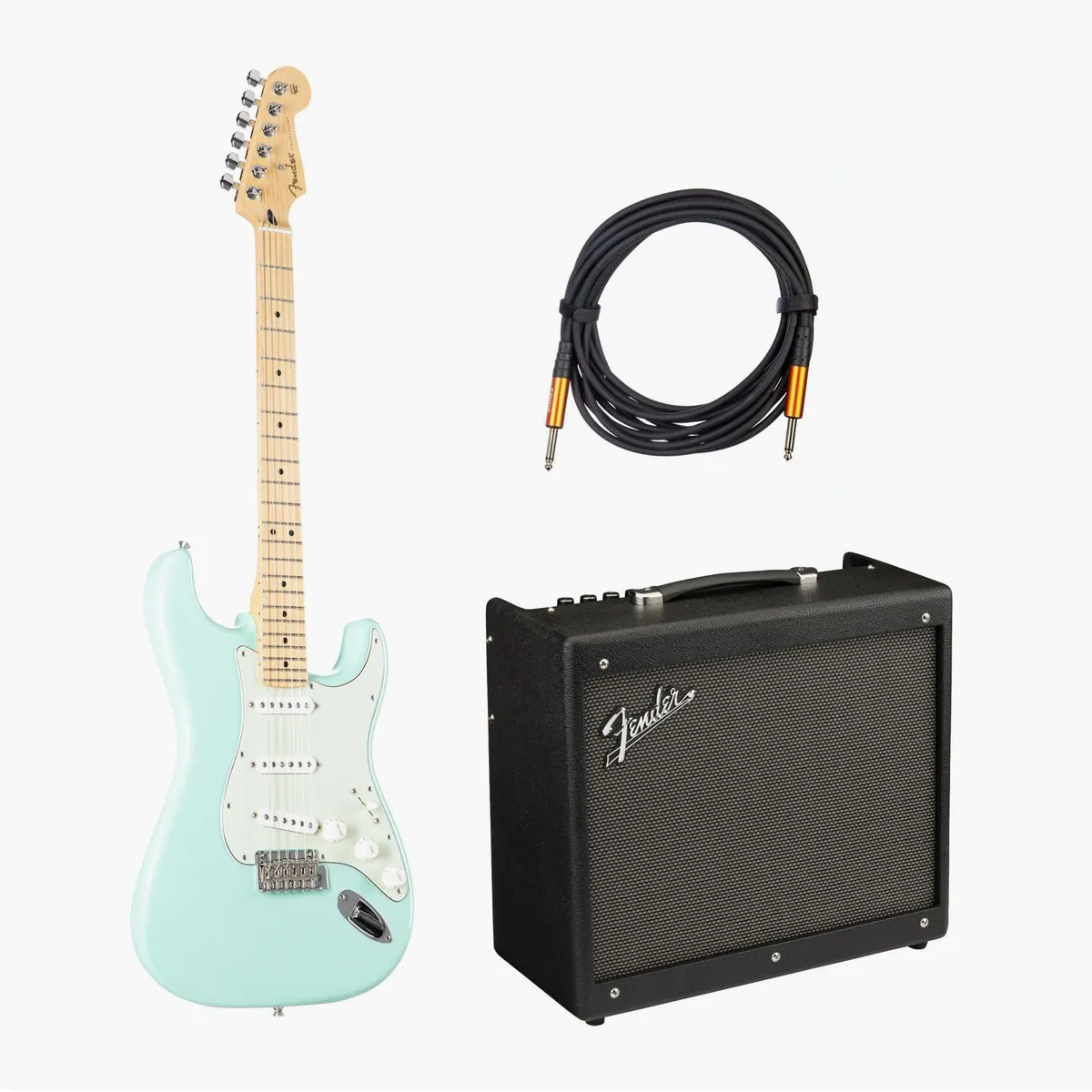 Fender Player Stratocaster E-Gitarren Set, Surf Green, hochwertige Ausstattung