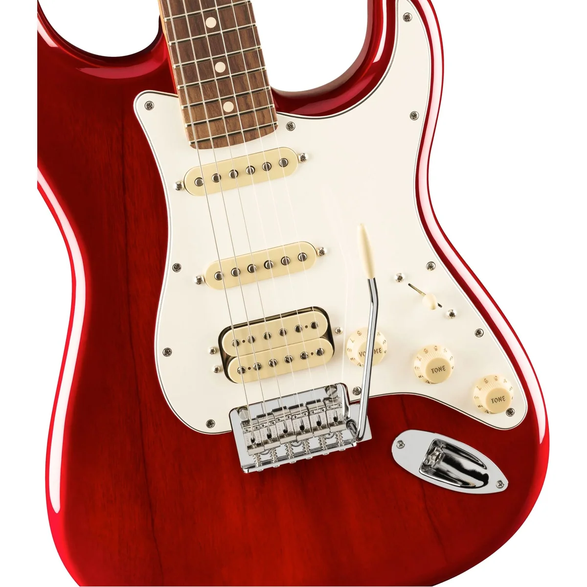 Fender Player II Stratocaster HSS RW, Mahagoni-Korpus, HSS-Pickups — Transparent Cherry Burst 3