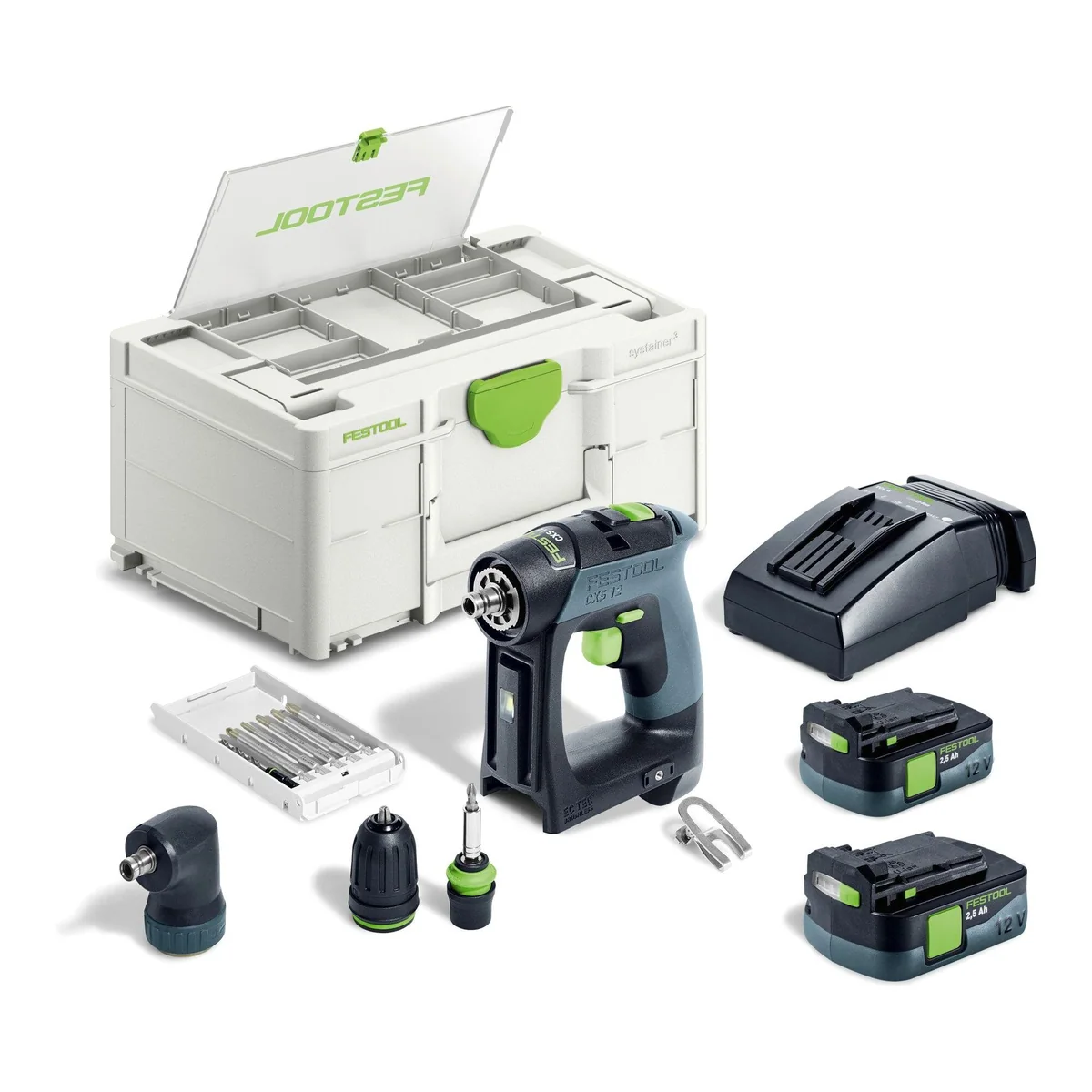 FESTOOL CXS 12 Akku-Bohrschrauber, ergonomisch, kompakt, kraftvoll — 2,5-Set