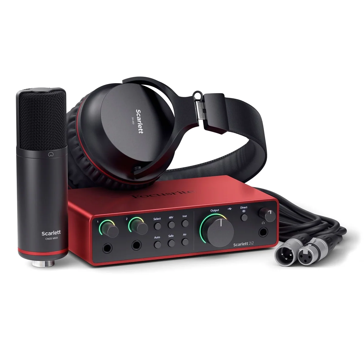 Focusrite Scarlett 2i2 Studio 4th Gen, USB Audio Interface mit Mikrofon und Kopfhörern