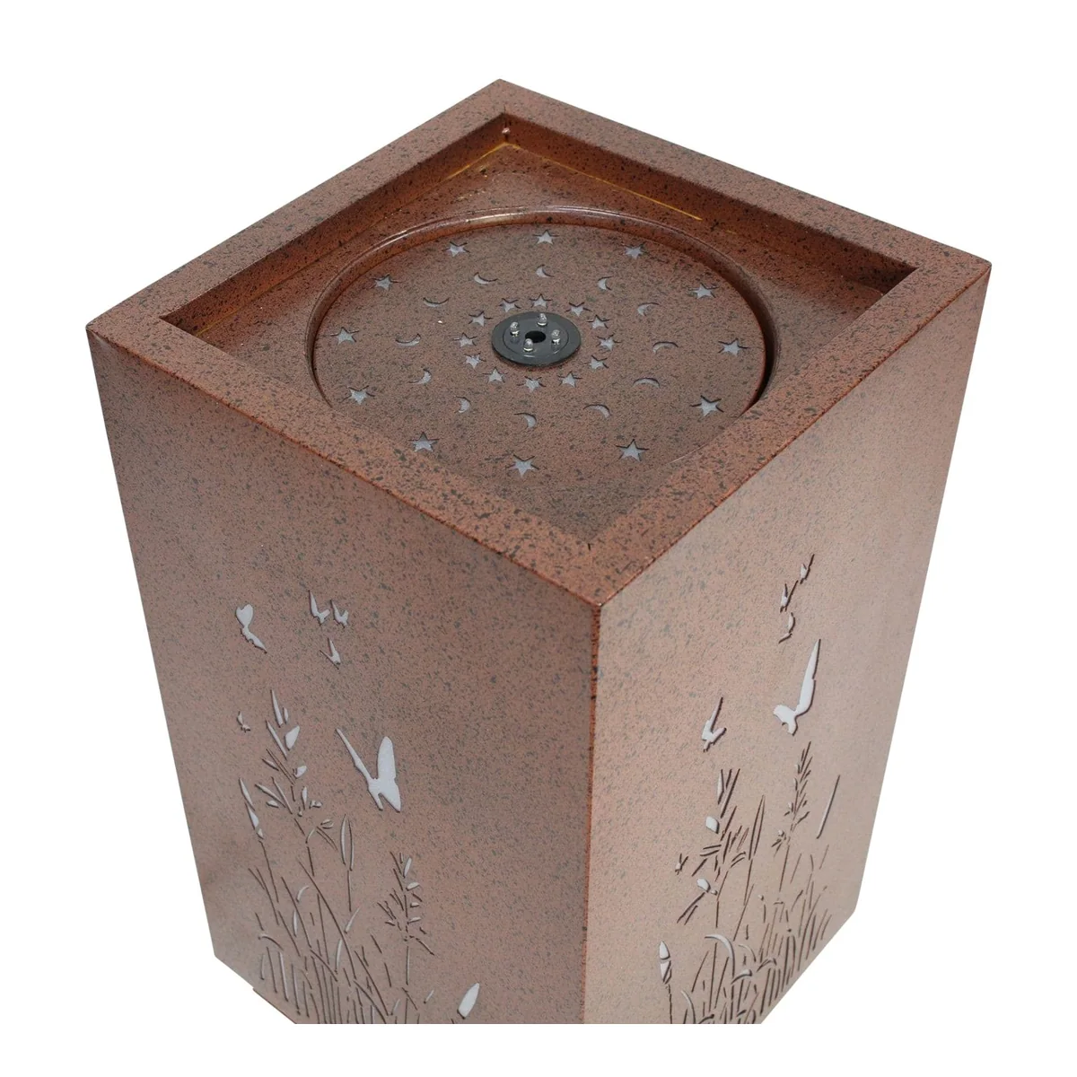 Frank Flechtwaren Gartenbrunnen Blumenwiese, rustikales Design mit LED-Beleuchtung 5