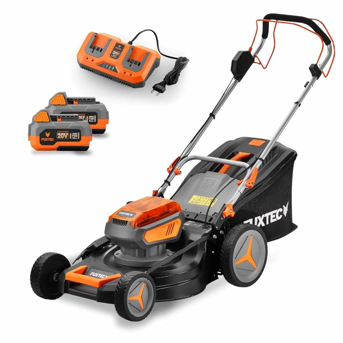 FUXTEC Akkurasenmäher FX-E2RM46SET, 46 cm Schnittbreite, 50L Fangkorb, 2x 20V Akku