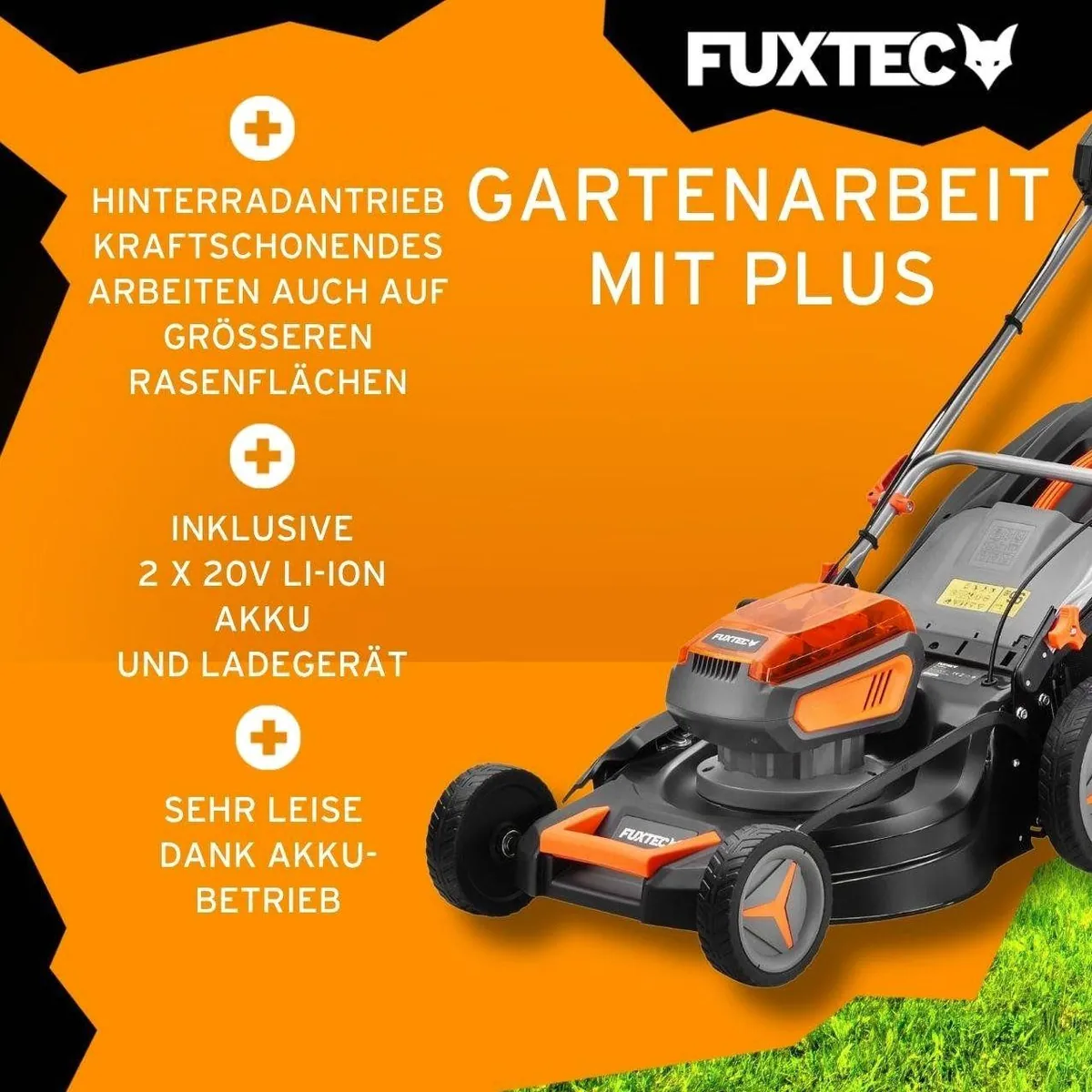 FUXTEC Akkurasenmäher FX-E2RM46SET, 46 cm Schnittbreite, 50L Fangkorb, 2x 20V Akku 4