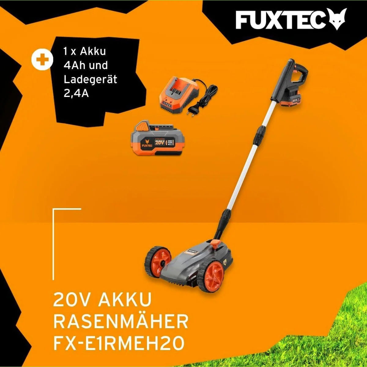 FUXTEC FX-E1RMEH20 Akkurasenmäher, 22 cm Schnittbreite, flexible Kugelkopfsteuerung, 20V Akku 2
