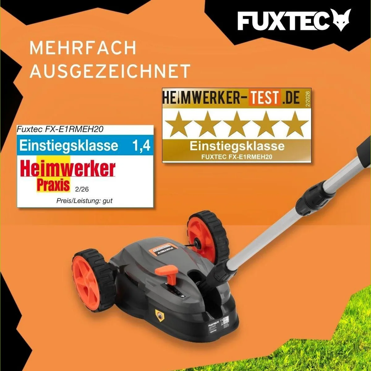 FUXTEC FX-E1RMEH20 Akkurasenmäher, 22 cm Schnittbreite, flexible Kugelkopfsteuerung, 20V Akku 4