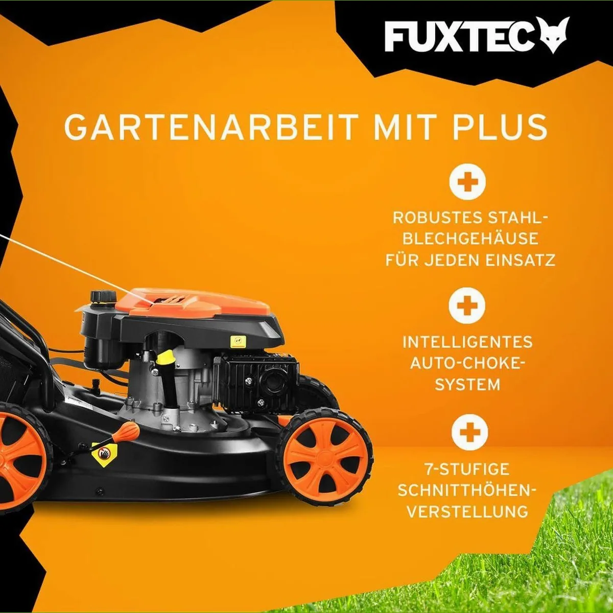 FUXTEC FX-RM4646ECO Benzinrasenmäher, 45,7 cm Schnittbreite, 25-75 mm Schnitthöhe, 50 l Fangkorb 5