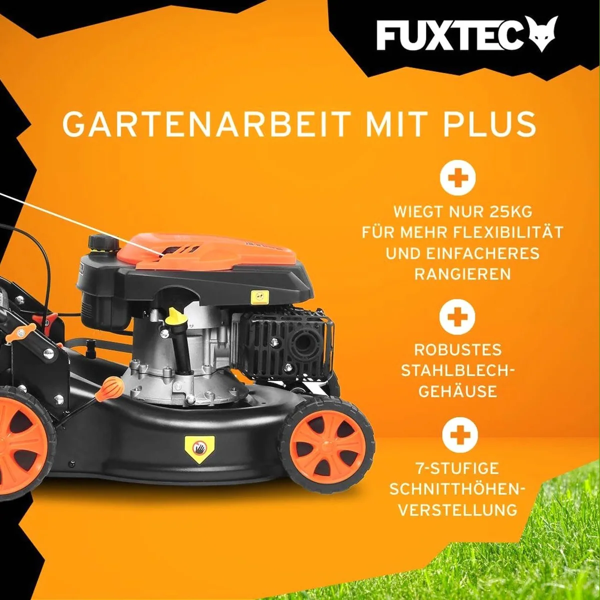 FUXTEC FX-RM4346ECO Benzinrasenmäher, 42 cm Schnittbreite, 40 L Fangkorb, 3 PS 3