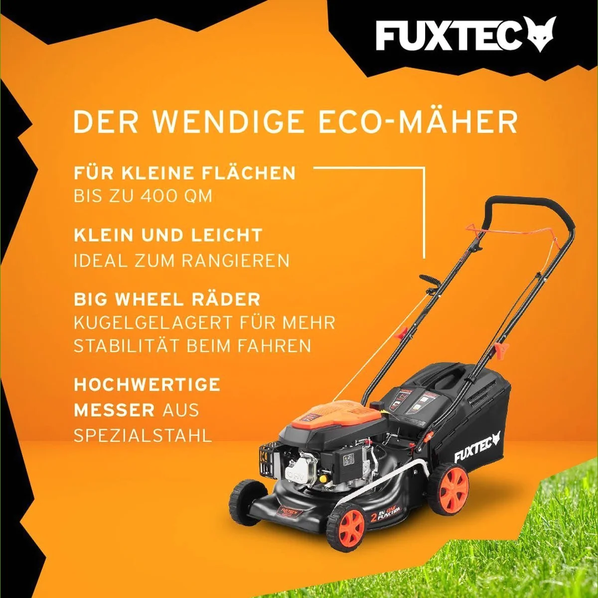 FUXTEC FX-RM4346ECO Benzinrasenmäher, 42 cm Schnittbreite, 40 L Fangkorb, 3 PS 4