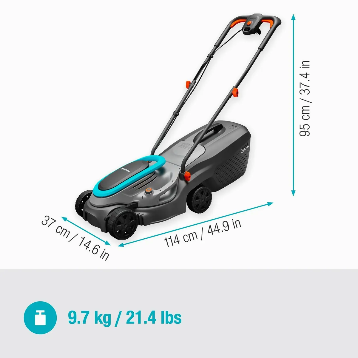 GARDENA PowerMax 32/1200 G2 Elektrorasenmäher, 32 cm Schnittbreite, ergonomischer Griff 2