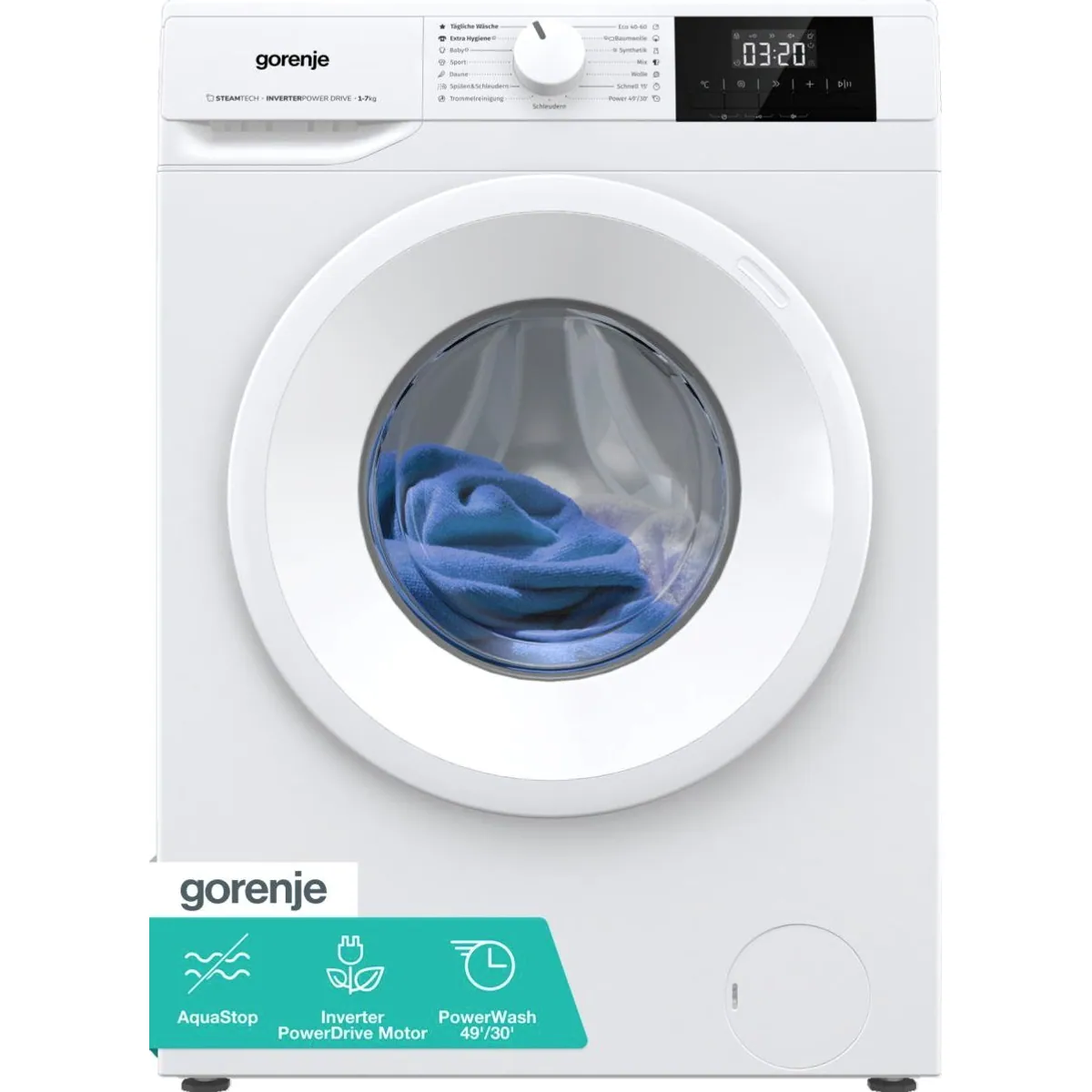 GORENJE W51G1PS62BP Waschmaschine, 6 kg, 1200 U/min, AquaStop, Invertermotor