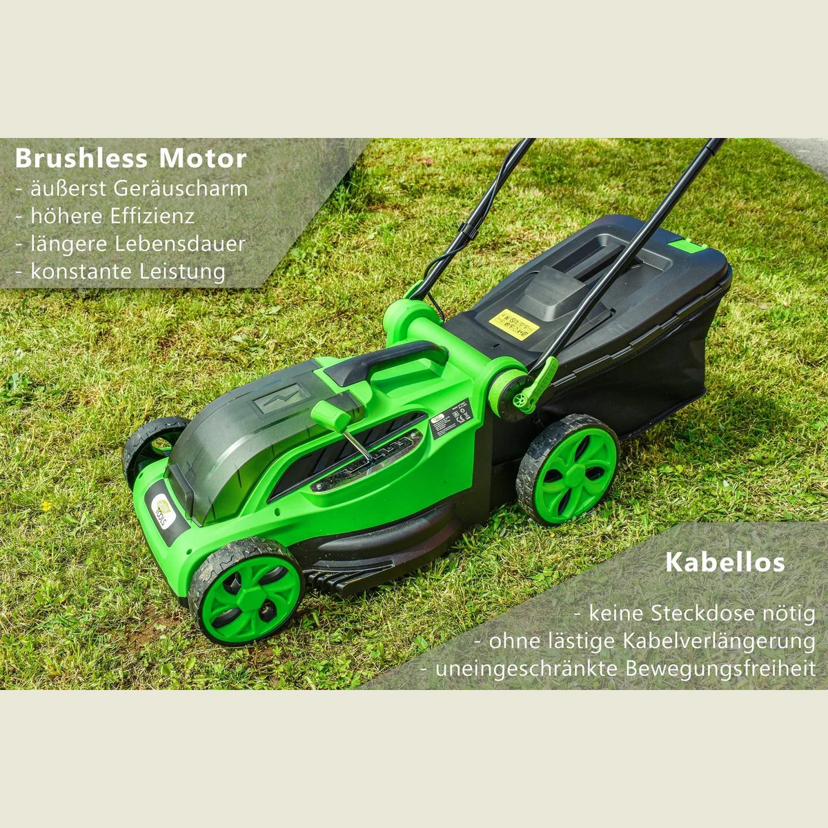 Green Tools Akkurasenmäher 36V, geräuscharm, kabellos, Mulchfunktion 2