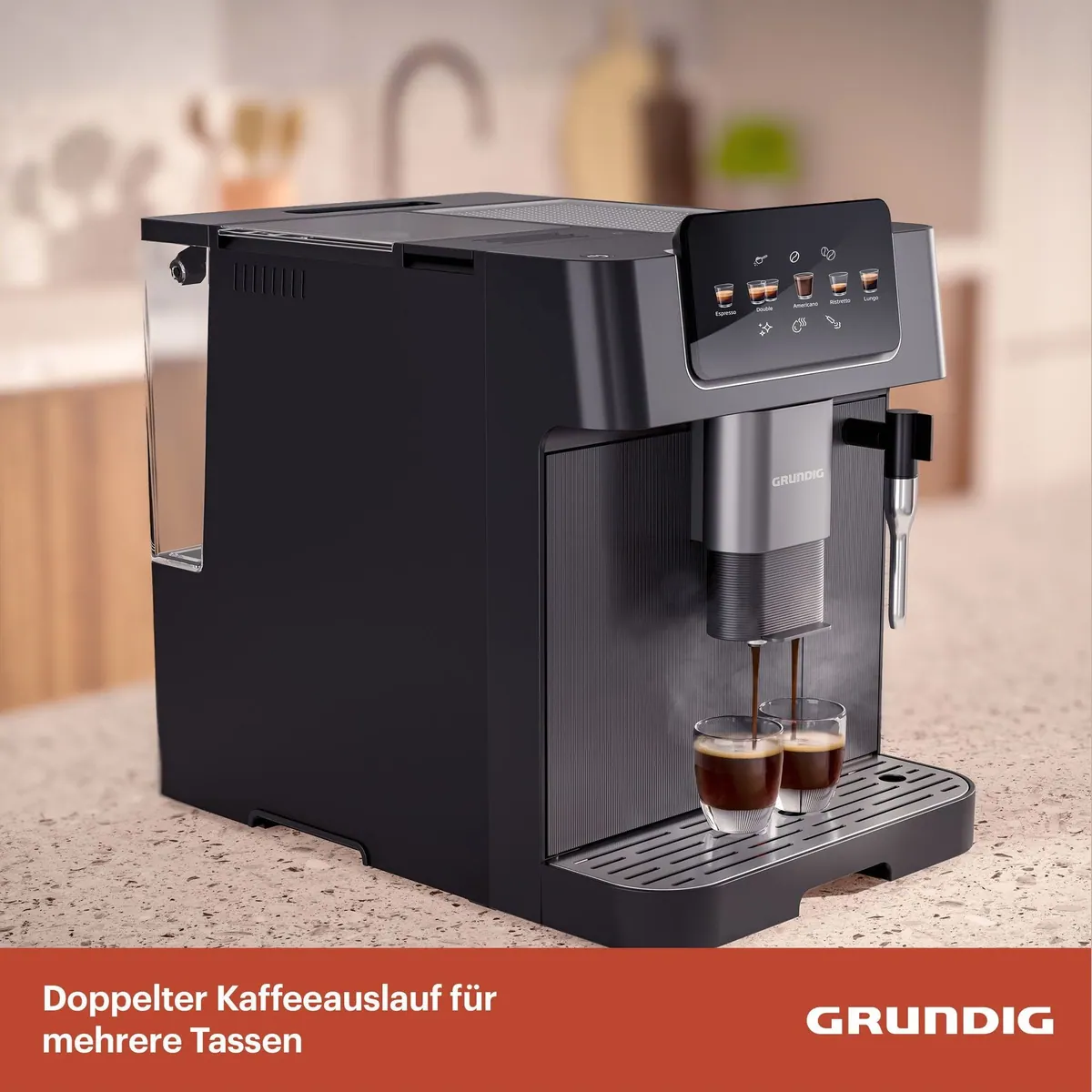Grundig KVA 6230 Kaffeevollautomat, 19 Bar Druck, Touch & GrindPro Mahlwerk 5