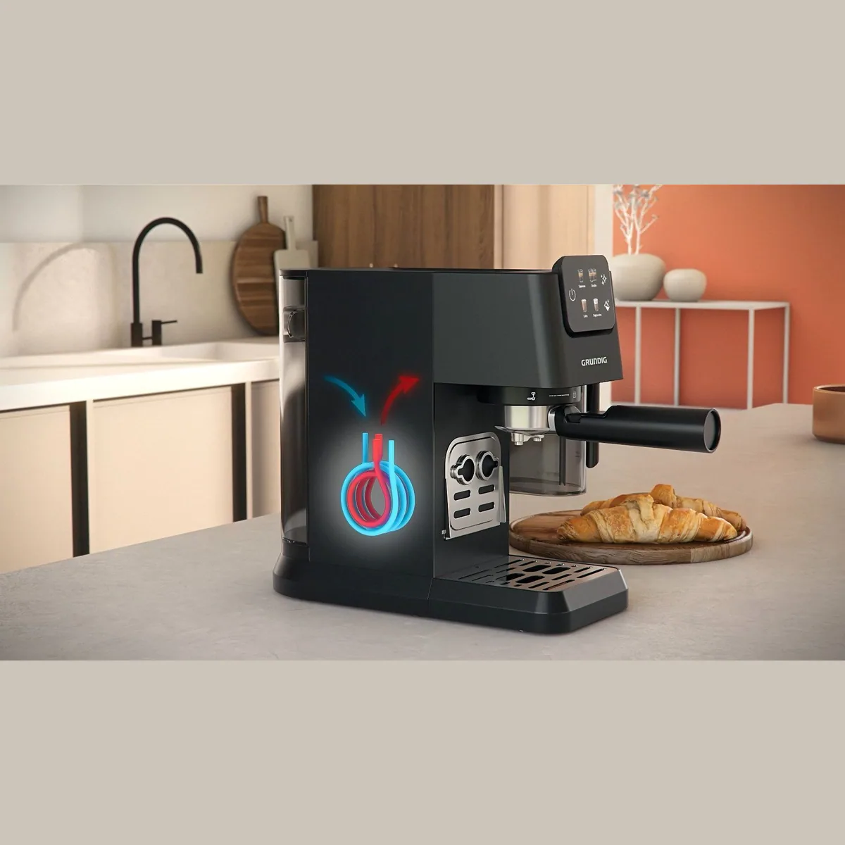 Grundig KSM 6430 Espressomaschine, 20 Bar Druck, Touch-Bedienung & CreamyPro Technologie 3