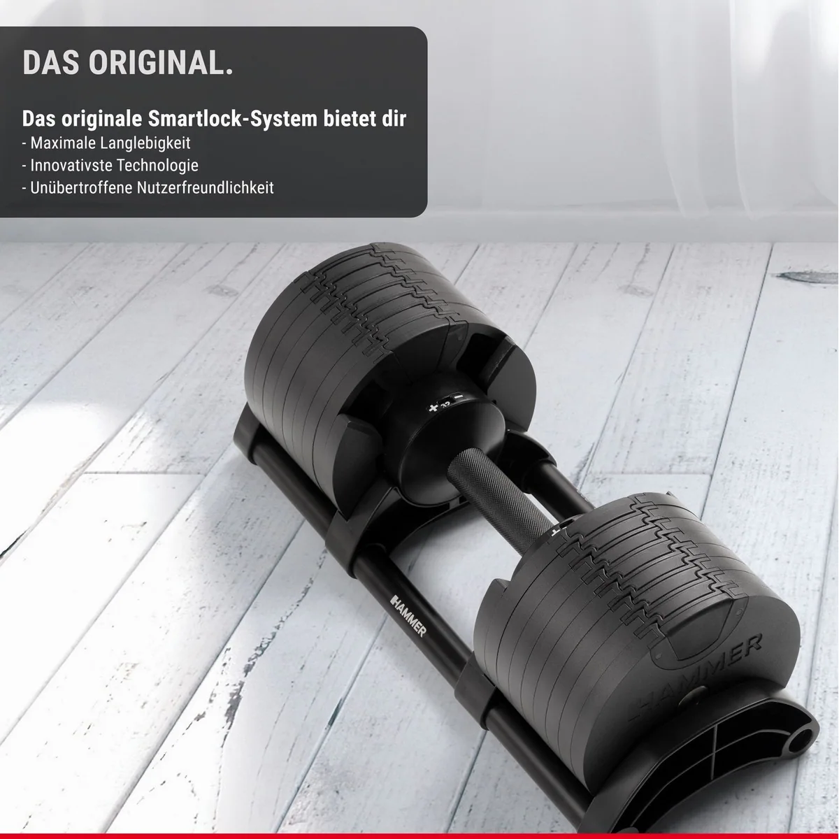Hammer Smartlock Hantel-Set, Gewicht anpassbar, inklusive Ständer — 64 kg Gesamtgewicht 2