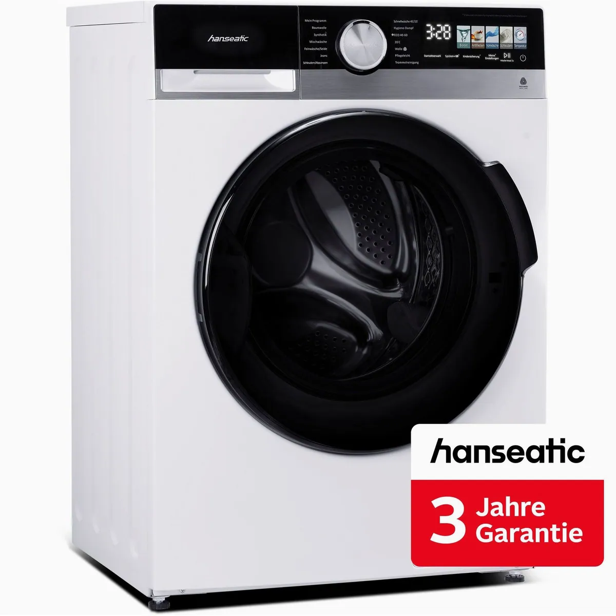 Hanseatic HWMM5814A3 Waschmaschine, 8 kg Fassungsvermögen, 1400 U/min — energieeffizient, Aqua Stop, Kindersicherung