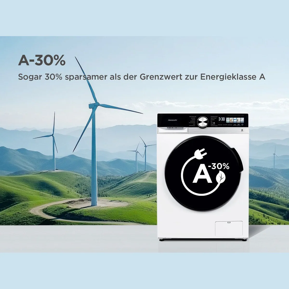 Hanseatic HWMM5814A3 Waschmaschine, 8 kg Fassungsvermögen, 1400 U/min — energieeffizient, Aqua Stop, Kindersicherung 3