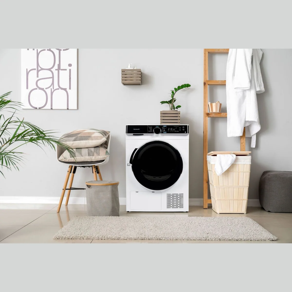 Hanseatic HWTK8A3GT Wärmepumpentrockner, energieeffizient, 8 kg Fassungsvermögen, Knitterschutz 4
