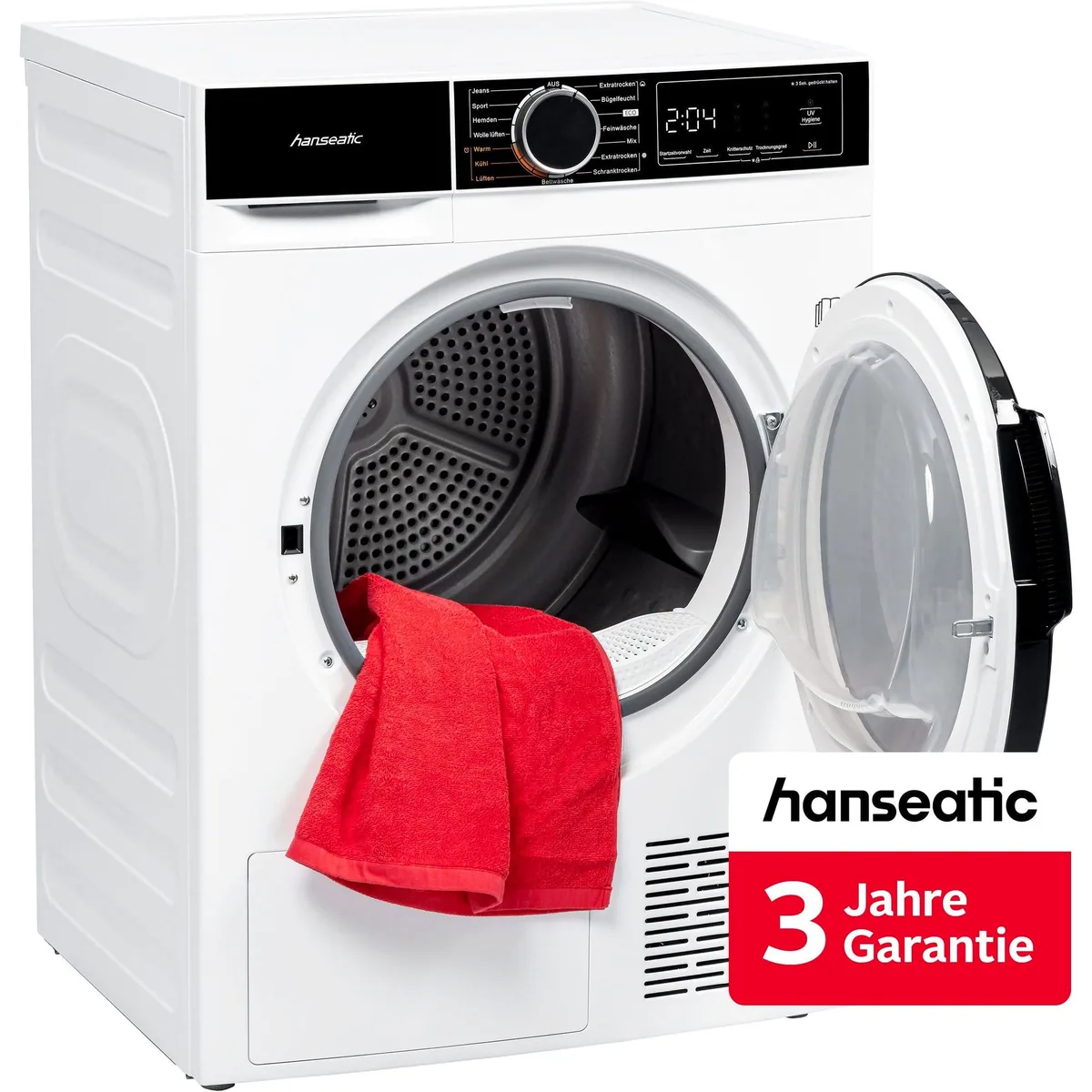 Hanseatic Wärmepumpentrockner HWT8DGT, energieeffizient, leise, 3 Jahre Garantie