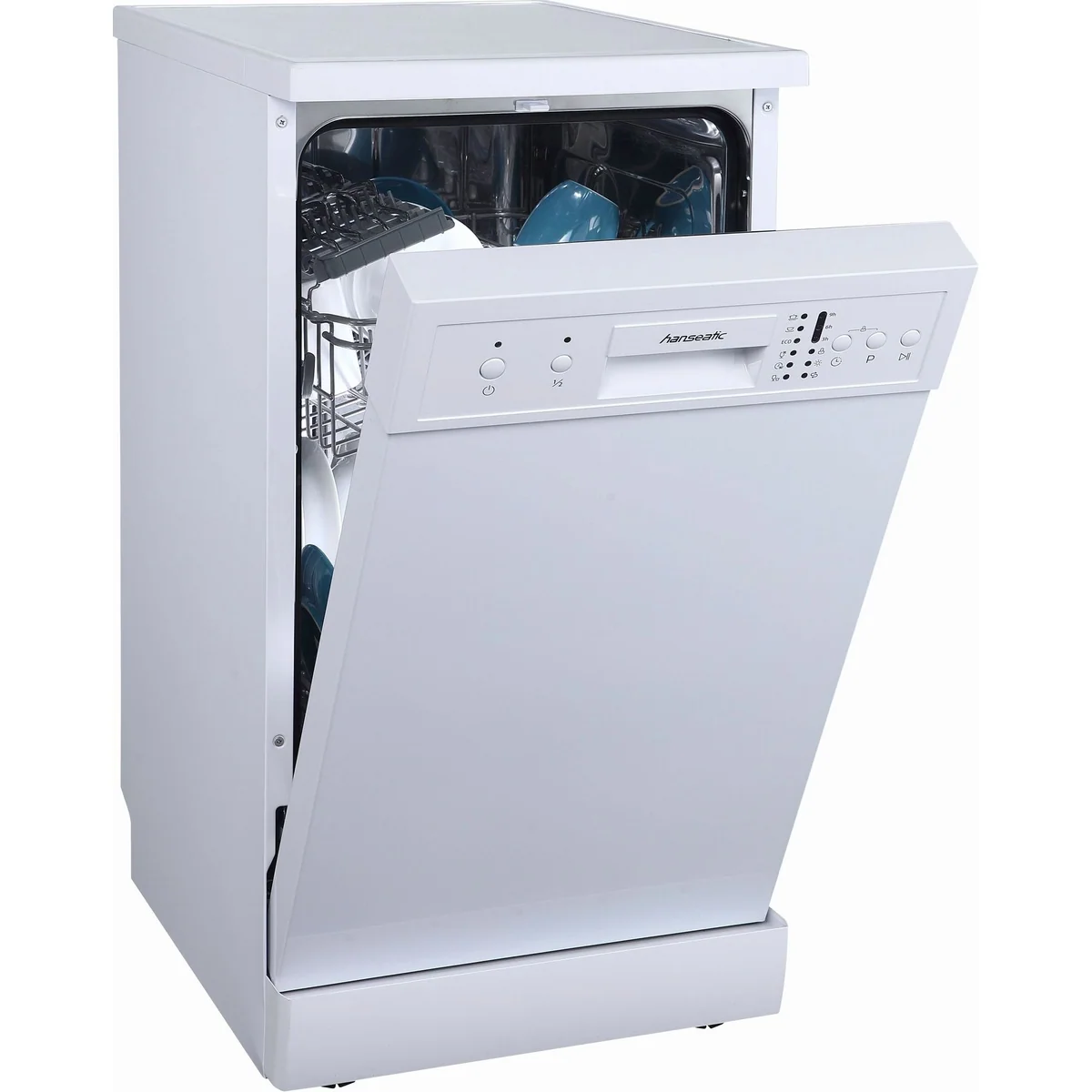 Hanseatic HG4585E97636W Standgeschirrspüler, 9 Maßgedecke, energiesparendes Eco-Programm 2