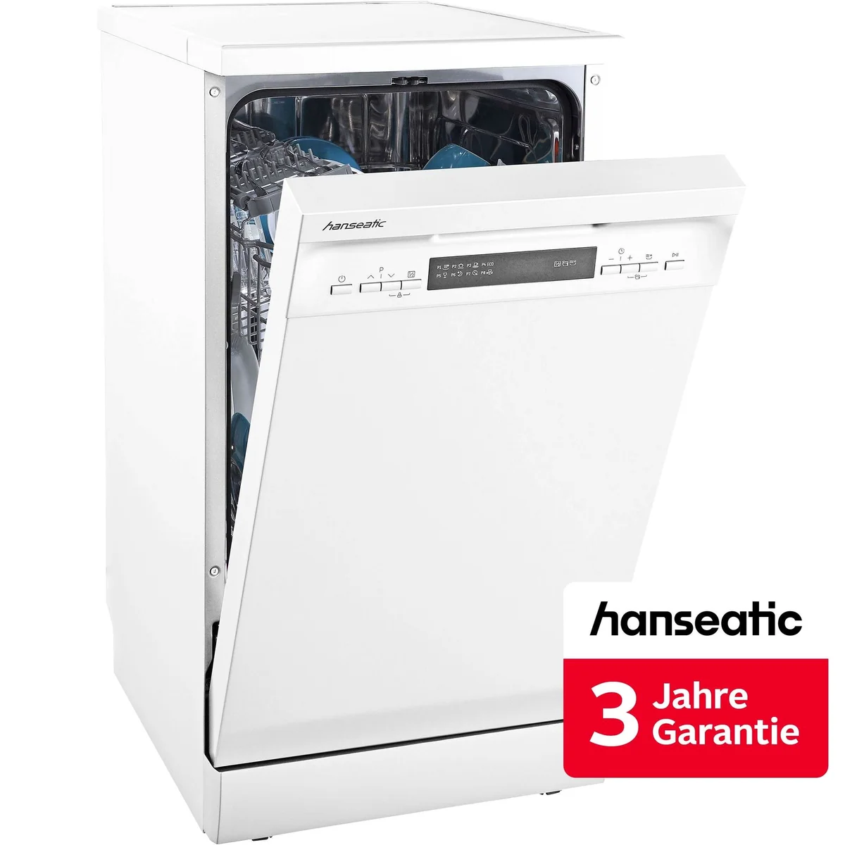 Hanseatic HG4585D107636QW Standgeschirrspüler, 10 Maßgedecke, Eco-Technologie