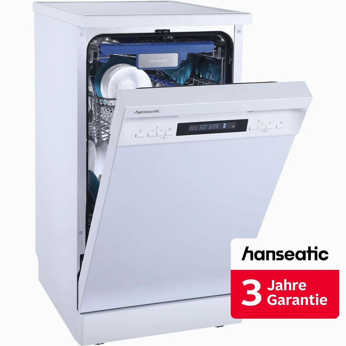 Hanseatic Standgeschirrspüler HG4585C107636RW, 10 Maßgedecke, kompakt und energieeffizient