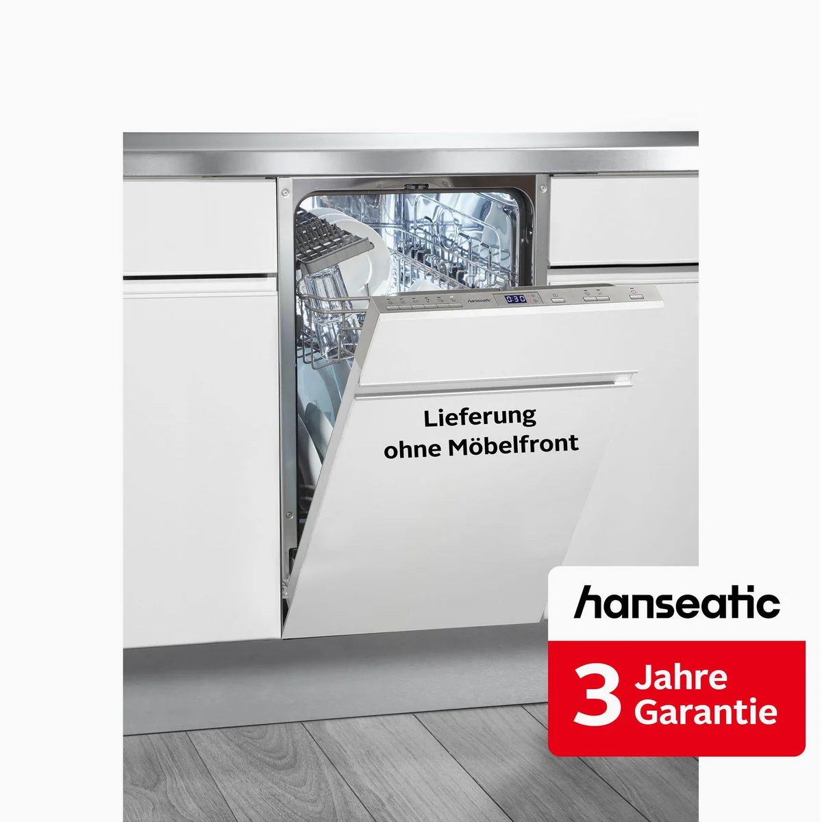 Hanseatic HGVI4582E vollintegrierbarer Geschirrspüler, 10 Maßgedecke, 3 Jahre Garantie