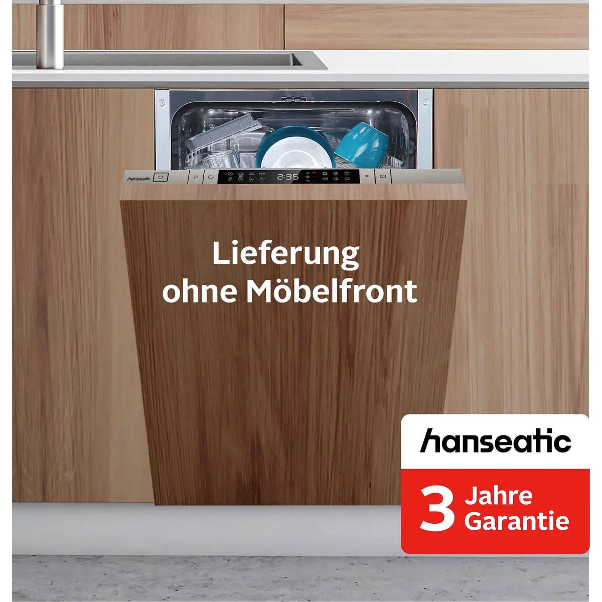 Hanseatic HGVI4582C10J7714DS Geschirrspüler, 10 Maßgedecke, energiesparend