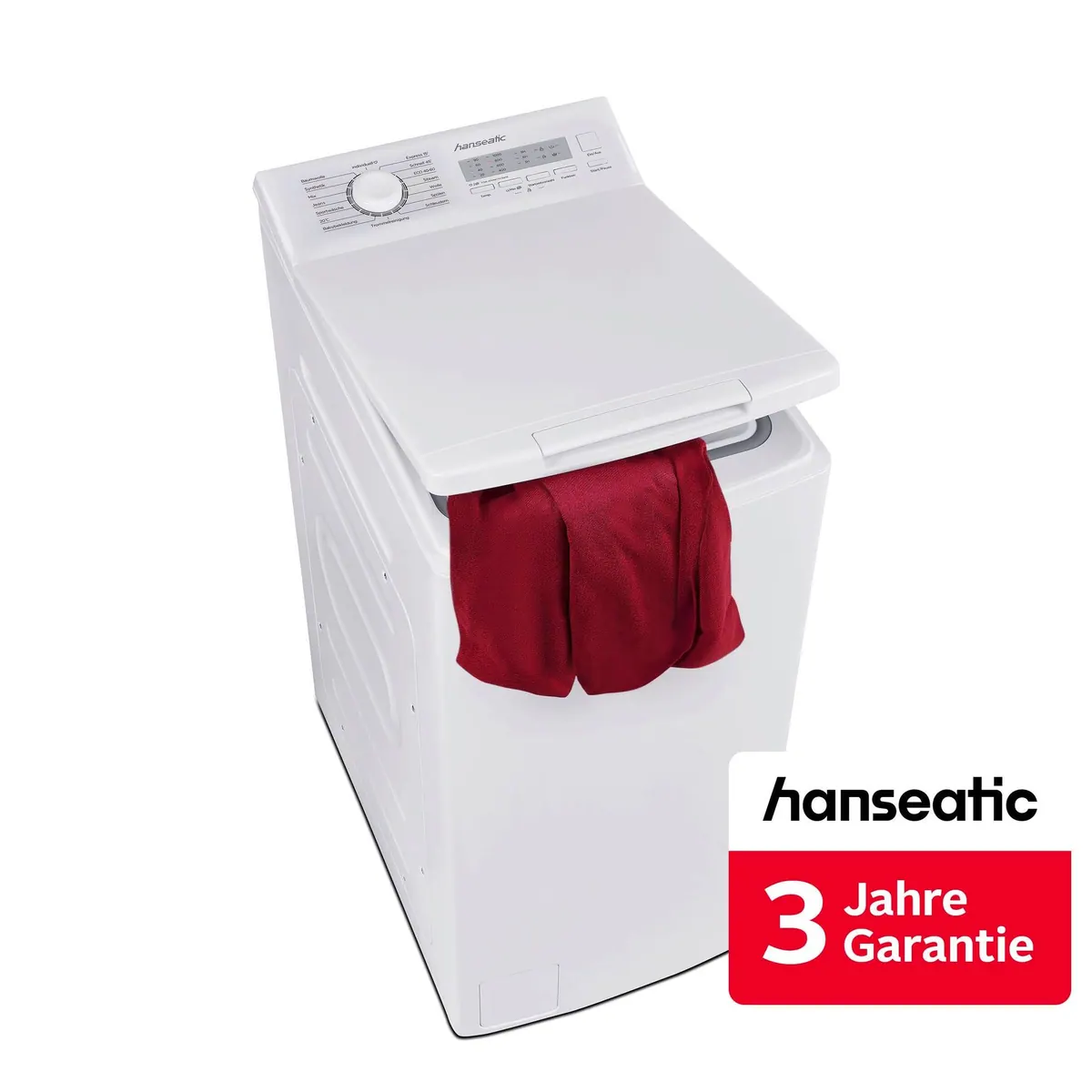 Hanseatic HTW610C Toplader, 6 kg Fassungsvermögen, 1000 U/min — energieeffizient und platzsparend