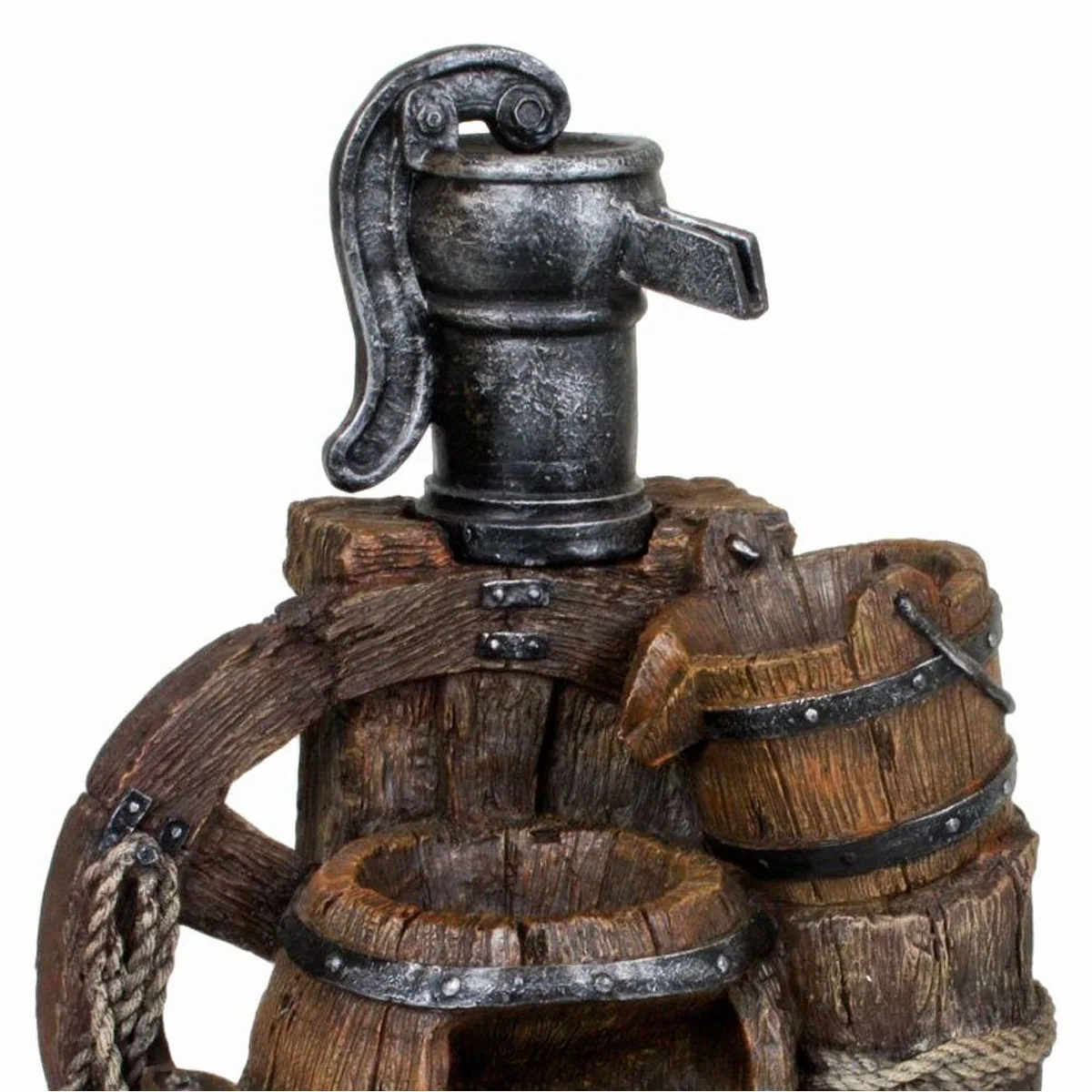 Harms Import NEREUS Gartenbrunnen, Holz-Stein-Optik, leistungsstarke Pumpe — 350 l/h, wetterbeständig, pflegeleicht 4