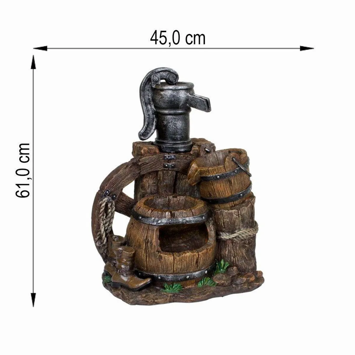 Harms Import NEREUS Gartenbrunnen, Holz-Stein-Optik, leistungsstarke Pumpe — 350 l/h, wetterbeständig, pflegeleicht 5