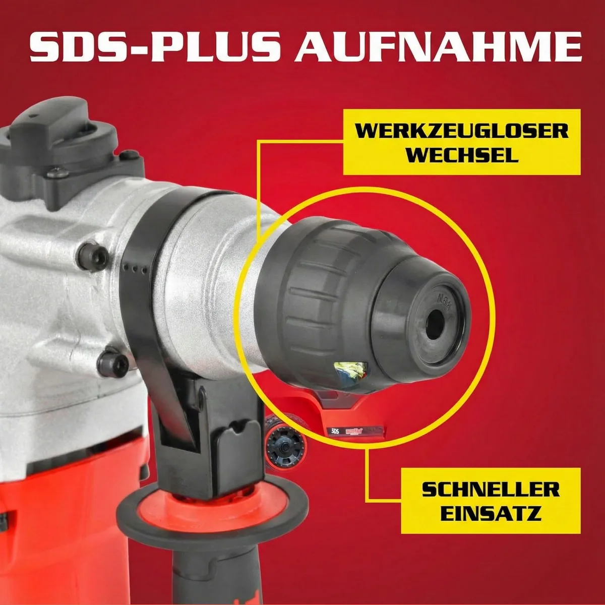 Hecht Bohrhammer 1028, 1050 Watt, 4250 Schläge/Minute, SDS-plus Bohrfutter 3