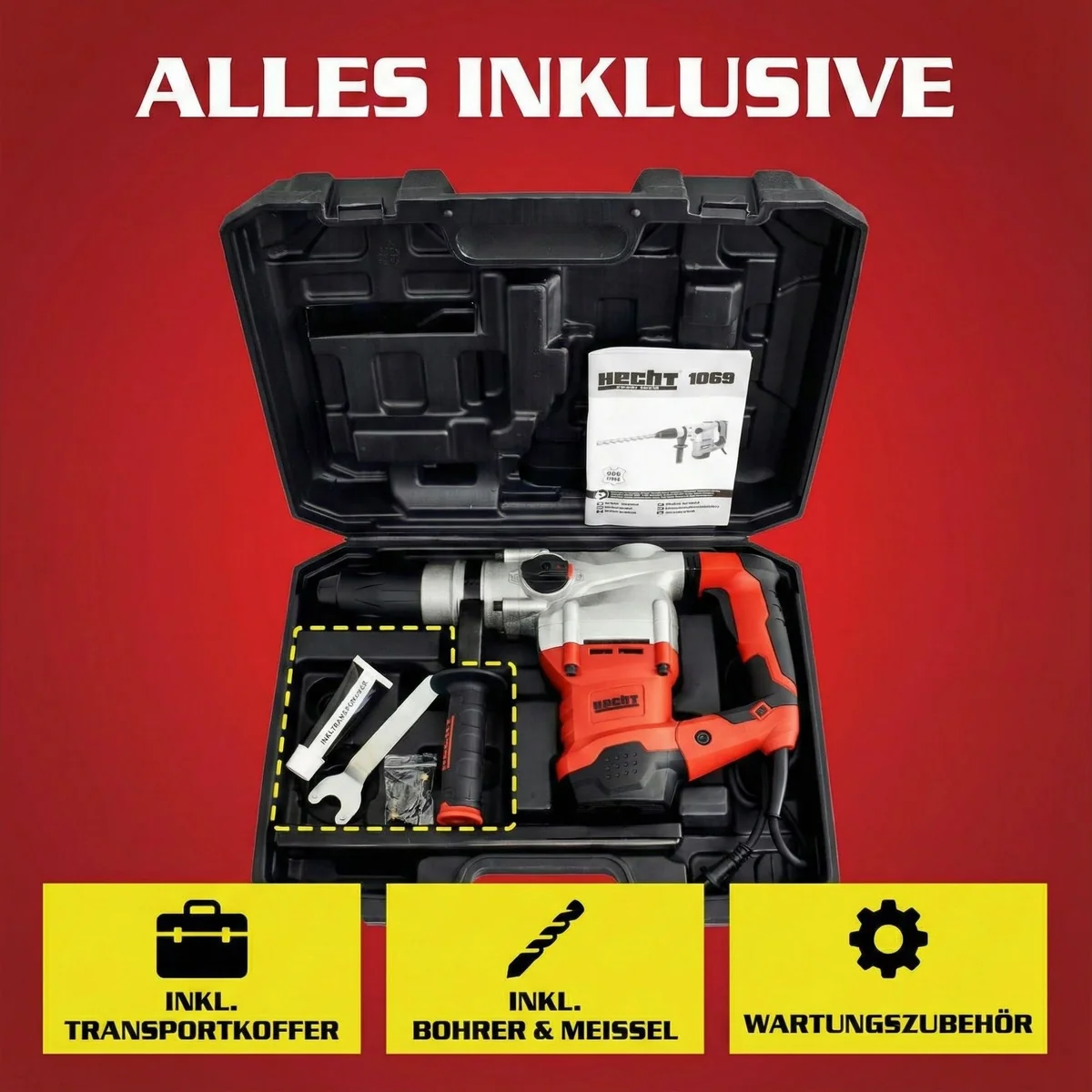 Hecht Bohrhammer 1069, 1600W, SDS-Max, 3530 U/min — hohe Schlagkraft, vielseitig einsetzbar, robustes Design 5