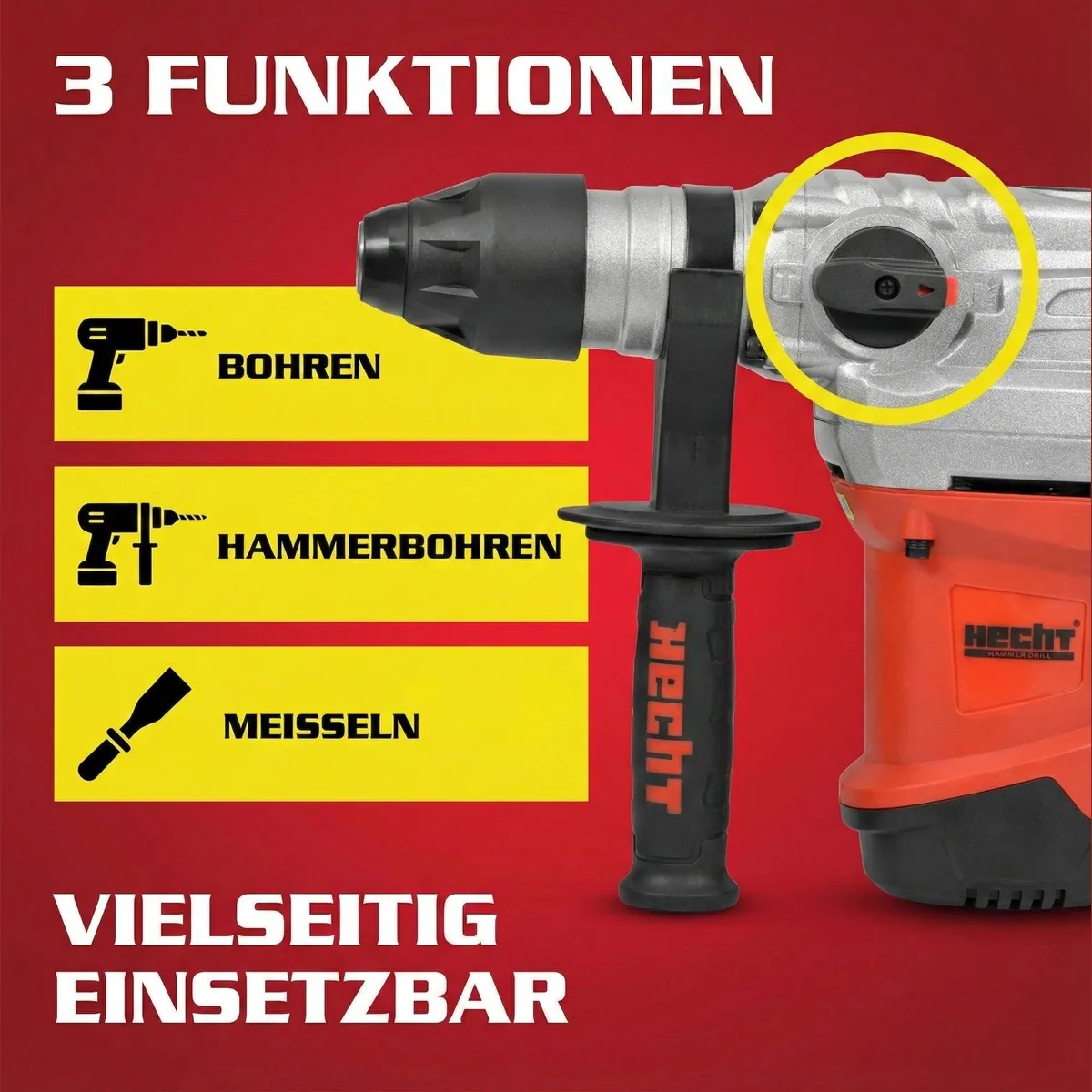 Hecht Bohrhammer 1036, 1500W, 4250 Schläge/Min, robust und vielseitig 3