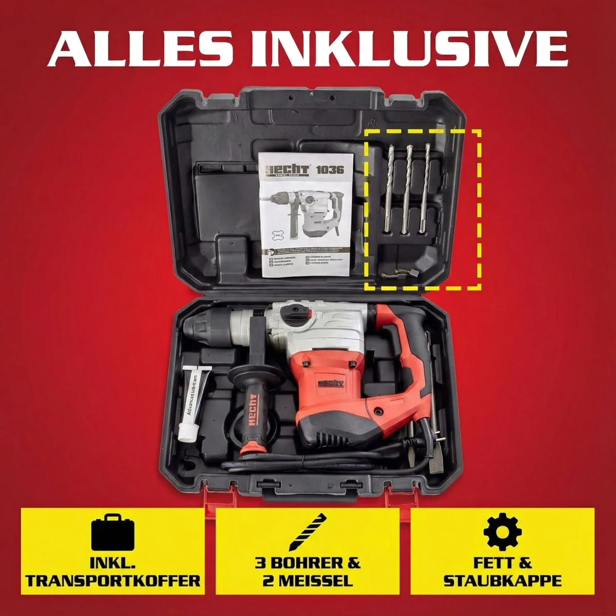 Hecht Bohrhammer 1036, 1500W, 4250 Schläge/Min, robust und vielseitig 5