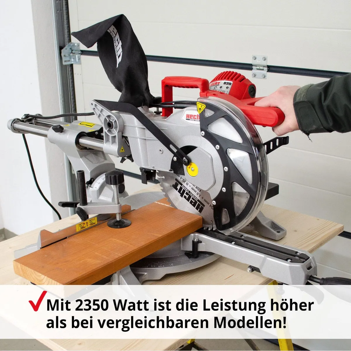 Hecht Zug-Kapp-Gehrungssäge 254 mm, 2350 Watt Leistung, Laser-Schnittlinie, Absauganschluss 3